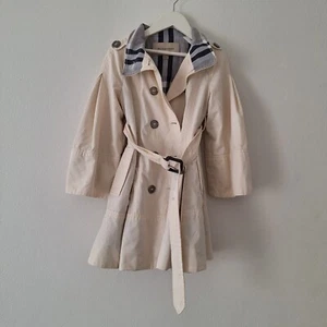 Burberry Girls Trench Coat 6 Years 116cm Cream Belted Check Lining Authentic - Picture 1 of 24