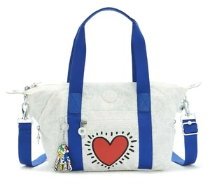KIPLING KEITH HARING ART MINI TOTE WHITE BAG HEART DESIGN BNWT - Picture 1 of 8