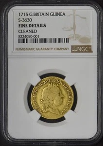 1715 S-3630 Great Britain Gold Guinea - NGC Fine Details - George I ✪COINGIANTS✪ - Picture 1 of 2