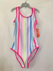 NWT Wonder Nation Stripe 1pc Swimsuit Girls UPF 50+ sizes L(10-12), XL(14-16) - Picture 1 of 4