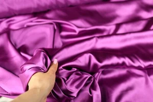 Dark Lavender Satin Charmeuse Fabric By The Yard 1169 - Picture 1 of 17