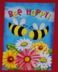"Be Happy Bees" Decorative Garden Flag 18"x12.5 - Picture 1 of 3