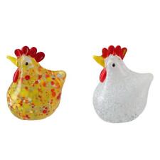 2PCS White and Colored Rooster Decor Glass Collectible Figurines  Home