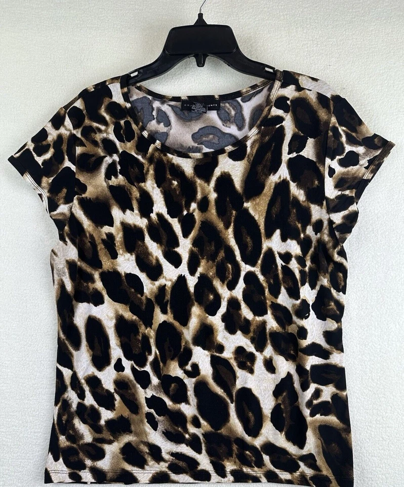 Blusa Grace Elements Top Mujer XL Estampado Animal Sin Mangas Cuello Redondo Elastizada Foto 1 de 4