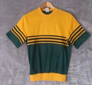 Vintage Varsity Prints Unisex Tee S 70s 'Coburg' Green Gold Elastic Waist Rare - Picture 1 of 7