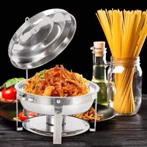 Warmhaltebehälter Buffet Chafing Dish Rund Edelstahl Speisenwärmer Suppentopf - Bild 1 von 12