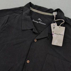 Tommy Bahama Hemd Herren 2XL Schwarz 100% Seide Camp Knopfleiste Kurzarm - Bild 1 von 12