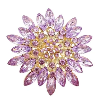 Broche/colgante flor cristal lavanda Betsey Johnson tono dorado Foto 1 de 2