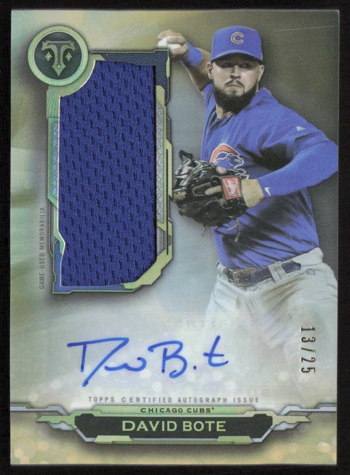 2019 Topps Triple Threads Auto Jumbo Relic Gold /25 David Bote #AUJR-DB Cubs - Image 1 of 2