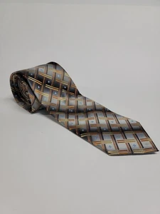 Alexander Julian Colours Tie Mens Geometric Check Woven Polyester Dress Necktie - Picture 1 of 4