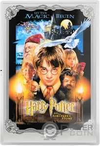 HARRY POTTER AND SORCERER'S STONE Movie Poster 1 Oz Silberfolie 2$ Niue 2026 - Afbeelding 1 van 5