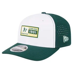 Men's New Era White/Green Athletics Established Patch 9SEVENTY Adjustable Hat - Picture 1 of 5