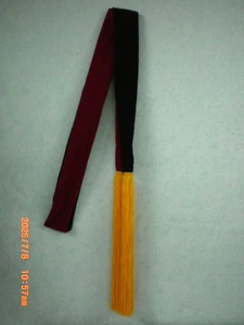 Kürbis Tanz Schärpe 1/2 rot, 1/2 dunkelblau mit 14" Goldrute Fransen - Bild 1 von 2