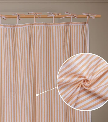 Cortinas a rayas amarillas 63 pulgadas de largo granja lino algodón rayas ligeras... Foto 1 de 4