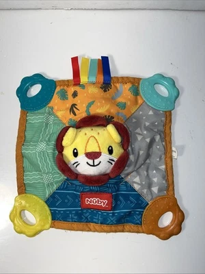 Nuby Plush Lion Teether Sensory Crib Toy Squeaker Colorful Baby Lovey - Image 1 of 2