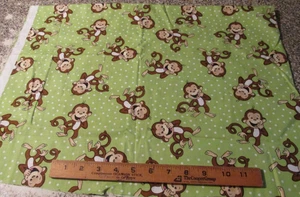 28" x 44" wide Quilt Fabric Jo-Ann Laughing Monkeys Green white Polka Dot - Picture 1 of 4