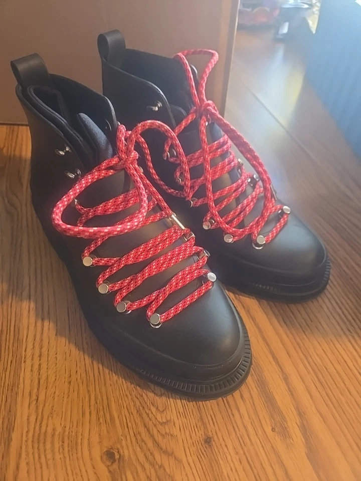 Rag & Bone COMPASS Rainboot Negro Goma Cordones Botines Mujer 8 Foto 1 de 4