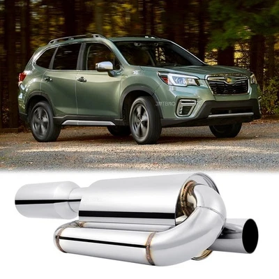 Silenciador de escape de doble bucle para Subaru Forester SUV 2,5" entrada 4,0" punta pulida  Foto 1 de 4