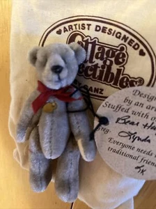 Ganz cottage collectibles miniatures Bear GREG Signed New 3” Certificate Grey - Picture 1 of 7