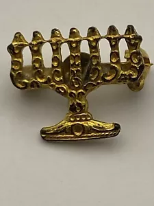 Vintage gold Tone Menorah Pin Has Patten Number On Back. Tiny Pin - Picture 1 of 4