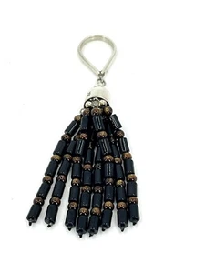 Vintage Jay King Black Coral Tiger eye Ster Silver Pendant Designer DTR Tassel - Picture 1 of 4