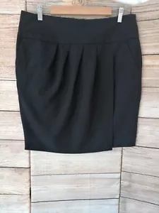 Womens Vintage Skirt Size 12 Black Wrap Style Smart Formal Work Short 90s/Y2K - Picture 1 of 13