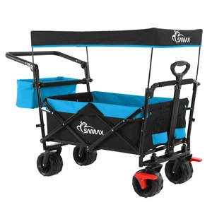 SAMAX Bollerwagen Faltbar Dach Handwagen Klappbar Strandwagen Transportkarre - Imagen 1 de 12