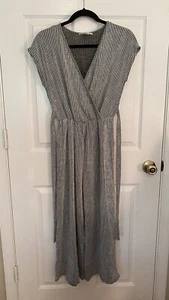 Caution To The Wind Jumper Womens Sz M Black Stripe Sleeveless Romper Tie Front - Picture 1 of 17