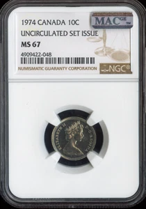 1974 Canada 10 Cents 10C NGC MS67 MAC - Quality - Picture 1 of 2