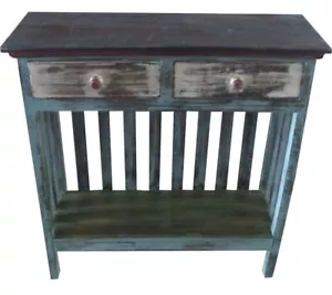 Kommode 2 Schubladen Regal shabby Recyclingholz Möbel bunt Vintage Schrank - Bild 1 von 1