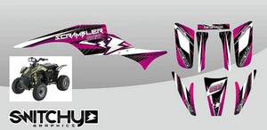 Set Sticker Graphics Kit Atv Quad DROP Pinky POLARIS SCRAMBLER From 1995 A 2009 - Picture 1 of 1