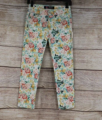 Pantalones de mezclilla florales Shylo para jóvenes niñas talla 10 12 14 rosa azul marfil pastel Foto 1 de 2