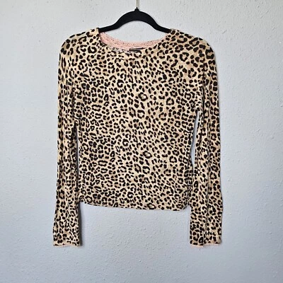 Mary Kate and Ashley Top Juniors молодежный XL 14-16 леопард коричневый желтовато-коричневый эластичный мягкий - Изображение 1 из 4