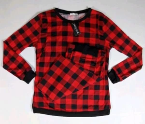 Buffalo Check Nursing Pajamas Long Sleeve Shirt Tapered Pants Womens Size Medium - Picture 1 of 13