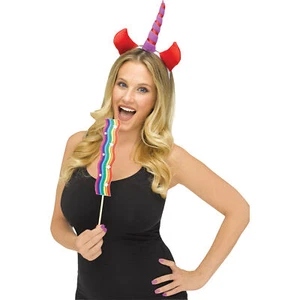 Puking Rainbow Unicorn Selfie Kit Costume Headband Accessory Set, Multi, OS - Picture 1 of 1
