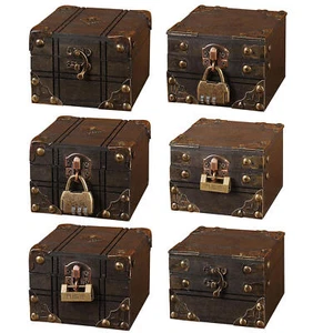 Retro Storage Box Jewelry Treasure Lock Box Case Desktop Organizer Home Decor - Picture 1 of 18