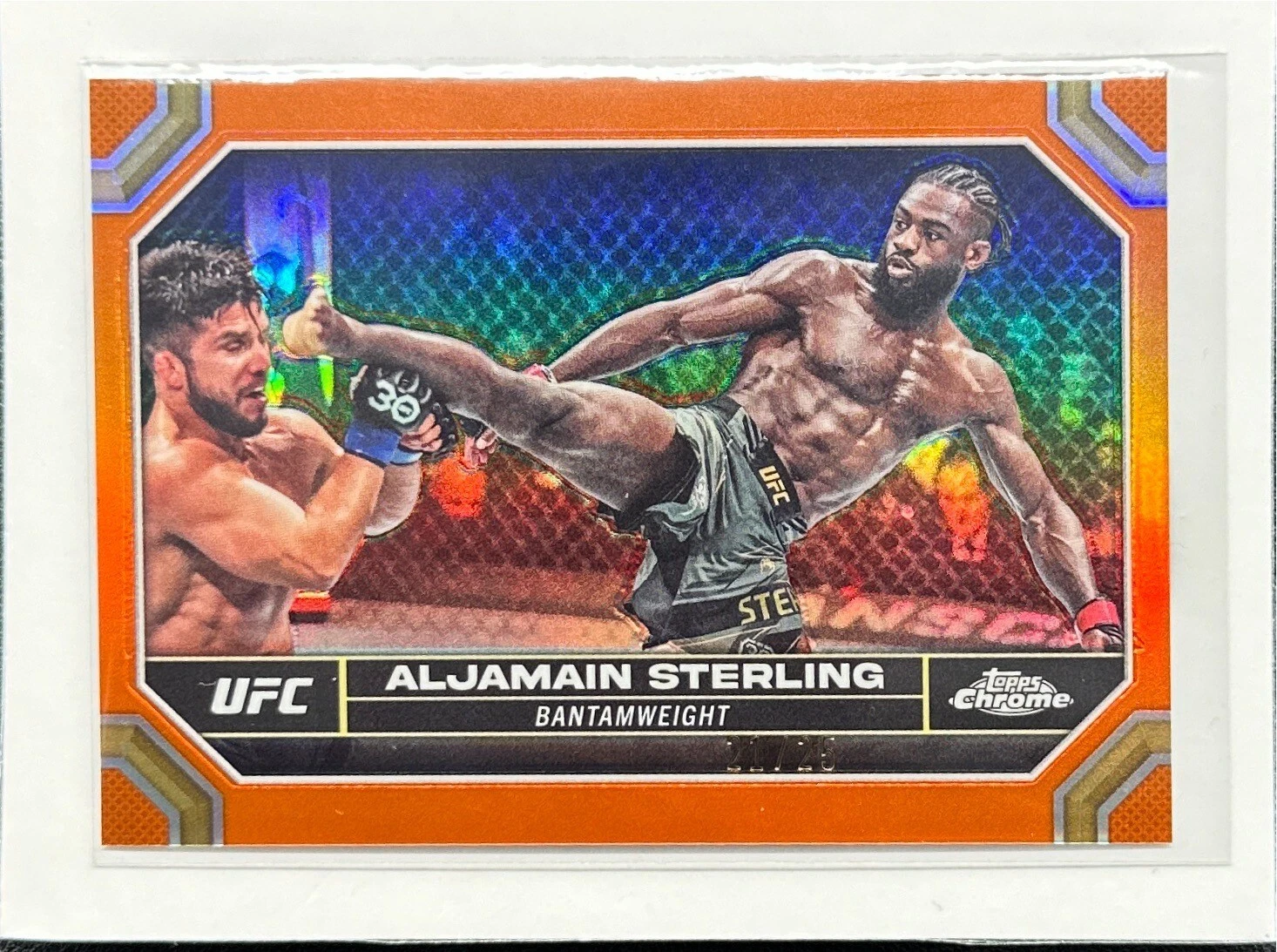 2024 Topps Chrome Aljamain Sterling Orange Refractor #21/25 Bantamweight