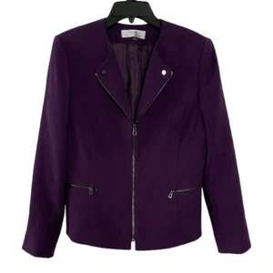 Tahari Arthur S Levine Blazer/Jacke mit Reißverschluss Größe 8 Aubergine/Lila. Gefüttert - Bild 1 von 5