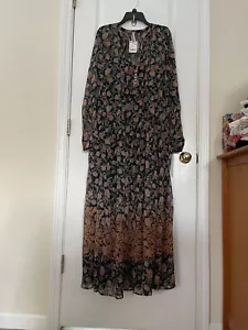 NWT Free People See It Through Maxi Long Sleeve Dress In Black C Sz M Msrp $168 - Picture 1 of 12