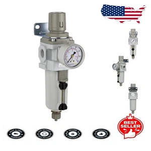 Premium Compressed Air Filter Regulator Combo - 250 PSI, Manual Drain, 211 SCFM - Picture 1 of 8