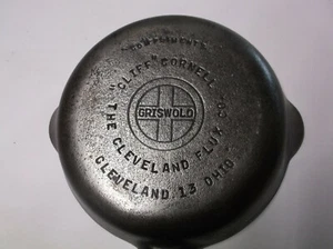 Complementos de sartén vintage Griswold #3 Cliff Cornell The Cleveland Flux Co. Difícil de encontrar - Imagen 1 de 11