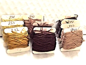 Lot of 10 DMC Cross Stitch Floss Carded-# 832,833,834,838.839.840,841,842,844x2 - Picture 1 of 5