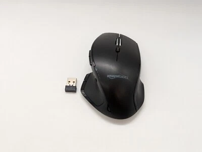 Amazon Basics wireless mouse 2.4 GHz USB dongle ergonomic black GP9-BK C - Image 1 of 4