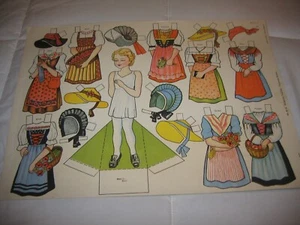 Vintage 60's Valais Switzerland Costumes paper doll Uncut Sheet Stehll Freres - Picture 1 of 3