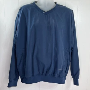 Cabelas Windbreaker Pullover Jacket V-Neck Golf Men's Size Large Blue - Picture 1 of 13