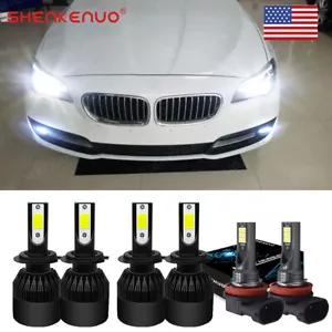 For BMW 528i 535i 550i 2008 2009 2010 6 LED Headlight High Low Fog Light Bulbs - Picture 1 of 12