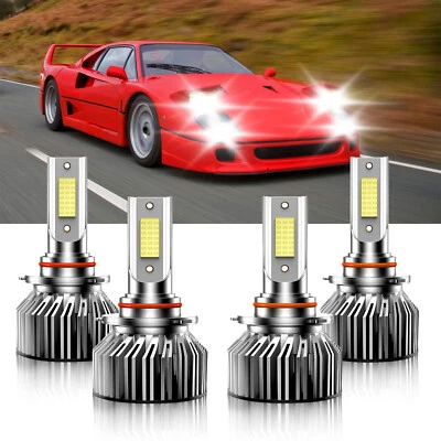 4X 9005 9006 Bombillas LED Faro Alto Bajo Blanco Para Ferrari F40 1990-1992 Foto 1 de 4