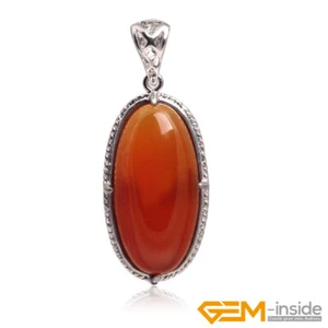Natural Assorted Stones Oval Pendant Leather Rope Necklace 18" Fashion Jewelry - Picture 1 of 31
