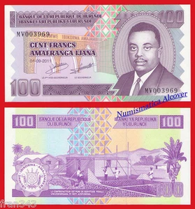 BURUNDI 100 Francos francs 2011 Pick 44b SC / UNC - Imagen 1 de 1