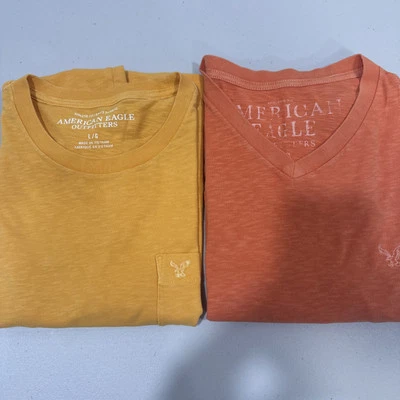 Мужские рубашки American Eagle упаковка 2 шт. оранжевые и желтые  - Изображение 1 из 4